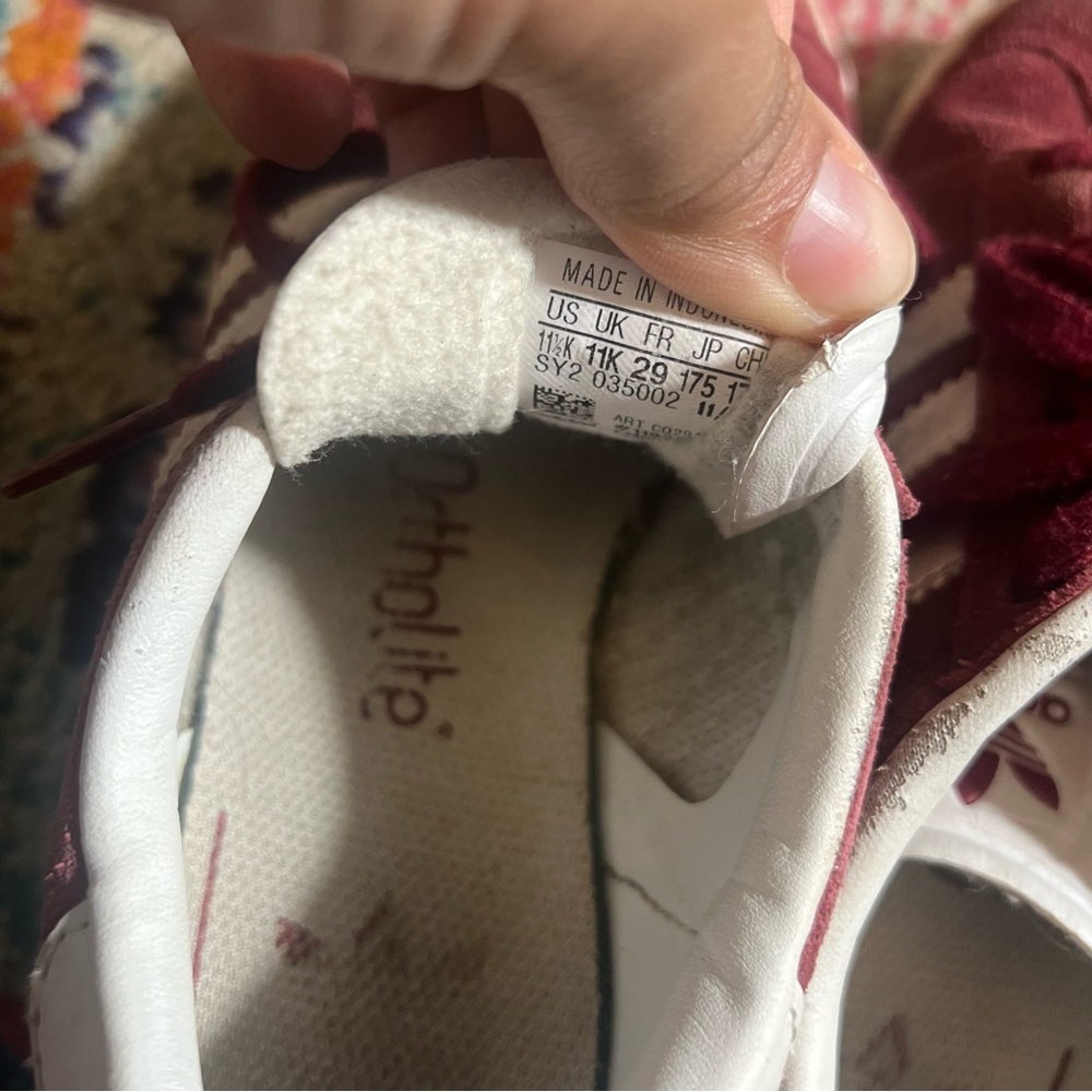 Adidas Kids Gazelle Maroon Sneakers 11.5 - Picture 9 of 9